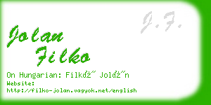 jolan filko business card